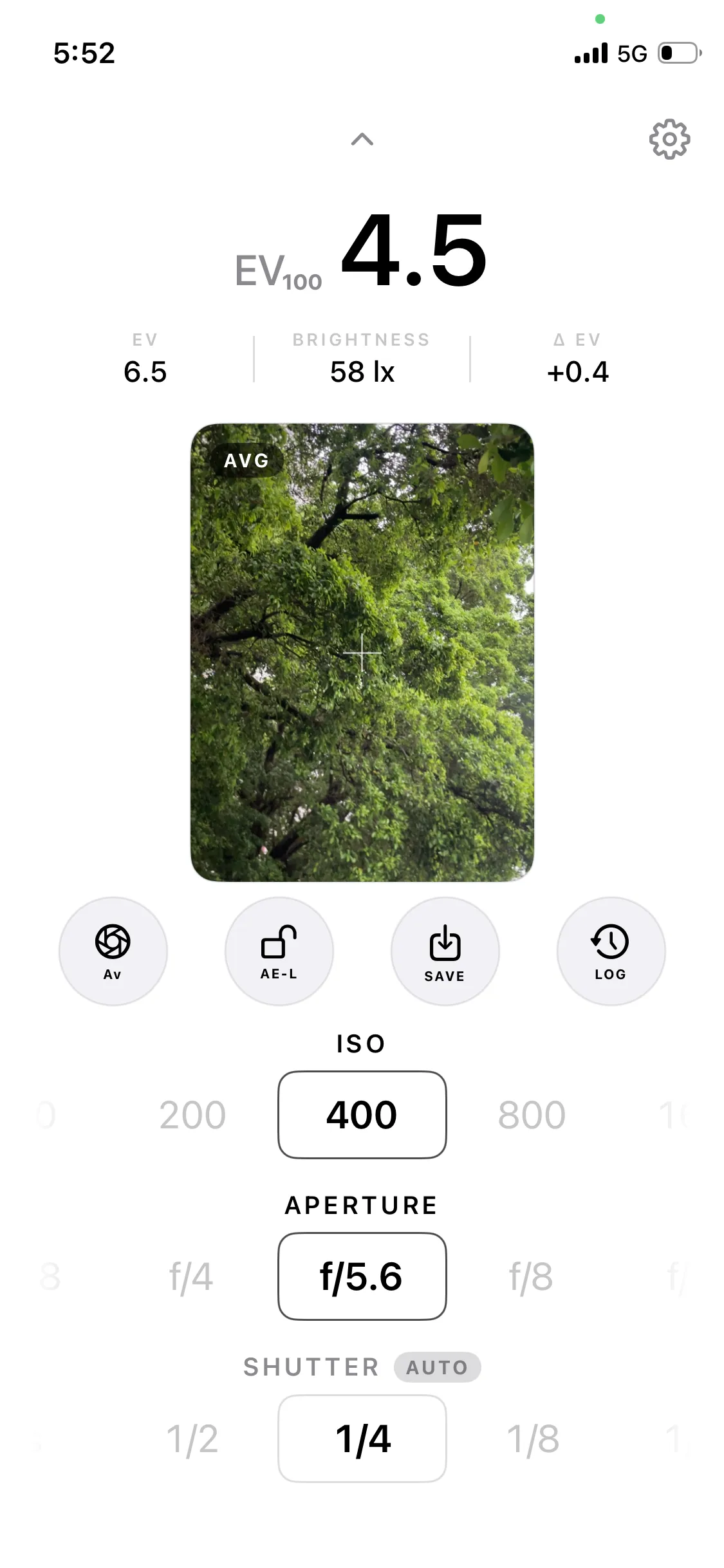 LuxLab app screen - EV 13.0